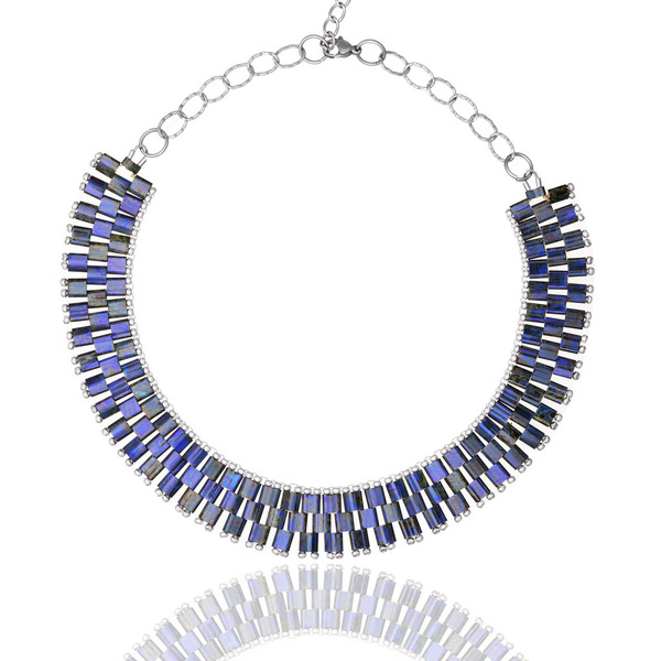 Miyuki Tila Κολιέ – Lapis Lazuli | The Gem Stories Jewelery - ασήμι, επιχρυσωμένα, miyuki delica, κοντά