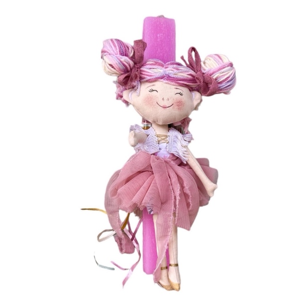 Αρωματική Λαμπάδα φούξια με κουκλίτσα μπαλαρίνα - κορίτσι, λαμπάδες, μπαλαρίνες, για παιδιά, για εφήβους - 4