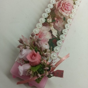 Λαμπάδα αρωματικη σαγρε 25εκ με ροζ λουλούδια - κορίτσι, λουλούδια, λαμπάδες, για ενήλικες, για εφήβους - 3