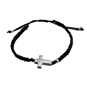 Boho bracelet macrame., βραχιόλι, αυξομειουμενα, σταυρος, μαύρο - σταυρός, κορδόνια, boho, χεριού, αυξομειούμενα