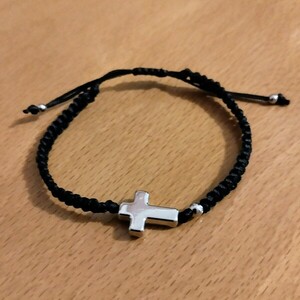 Boho bracelet macrame., βραχιόλι, αυξομειουμενα, σταυρος, μαύρο - σταυρός, κορδόνια, boho, χεριού, αυξομειούμενα - 3