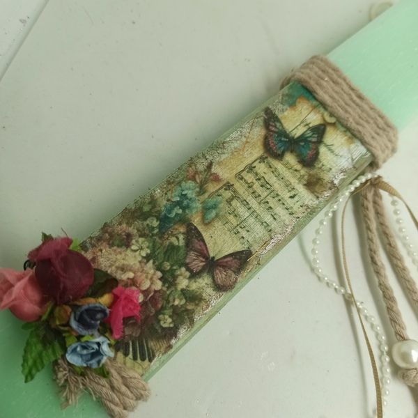 Λαμπάδα αρωματικη σαγρε 25εκ με πεταλουδες - κορίτσι, λουλούδια, λαμπάδες, για ενήλικες, για εφήβους - 4