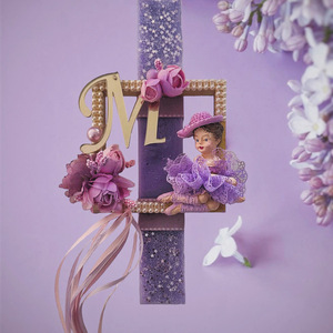 Αρωματική Λαμπαδα με μπαλαρίνα και Αρχικό γράμμα - λουλούδια, λαμπάδες, μπαλαρίνες, μονογράμματα, πριγκίπισσες - 2