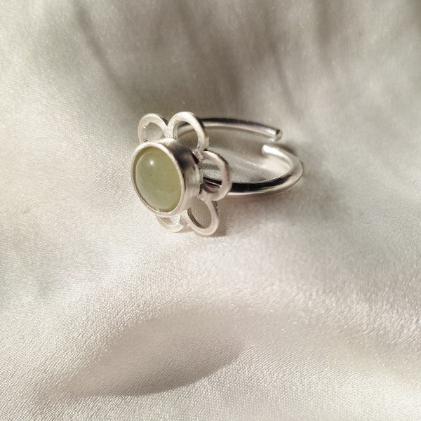 Δαχτυλίδι μαργαρίτα με ημιπολύτιμο λίθο. - ημιπολύτιμες πέτρες, ασήμι 925, λουλούδι, αυξομειούμενα - 4