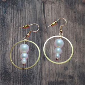 Handmade earrings ανοξείδωτο ατσάλι Κρίκοι - γυαλί, μακριά, ατσάλι, πέρλες, γάντζος - 2
