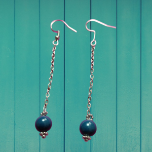 Handmade earrings stainless steel, perles - γυαλί, ατσάλι, πέρλες, μεγάλα, γάντζος - 2
