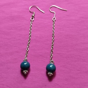 Handmade earrings stainless steel, perles - γυαλί, ατσάλι, πέρλες, μεγάλα, γάντζος - 3