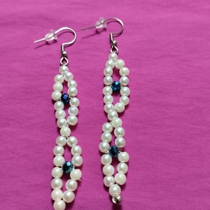Handmade earrings perles - ημιπολύτιμες πέτρες, γυαλί, ατσάλι, μεγάλα, γάντζος - 3