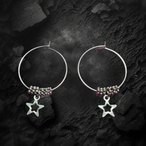 Handmade earrings stainless steel - γυαλί, αστέρι, χάντρες, μικρά, ατσάλι - 2