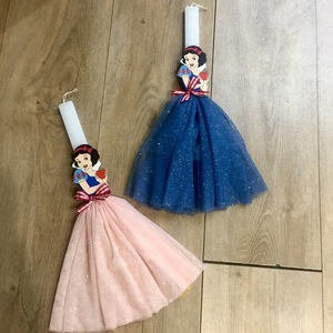 Λαμπάδα με χαρακτήρα παραμυθιού - Χιονάτη- μαγνητάκι με μπλέ φόρεμα - κορίτσι, λαμπάδες, για παιδιά, πριγκίπισσες - 5