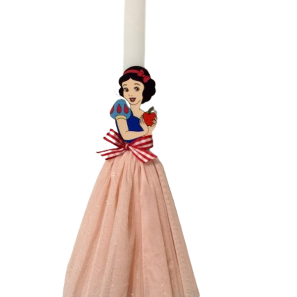 Λαμπάδα με χαρακτήρα παραμυθιού - Χιονάτη- μαγνητάκι με σομών φόρεμα - κορίτσι, λαμπάδες, για παιδιά, πριγκίπισσες - 3
