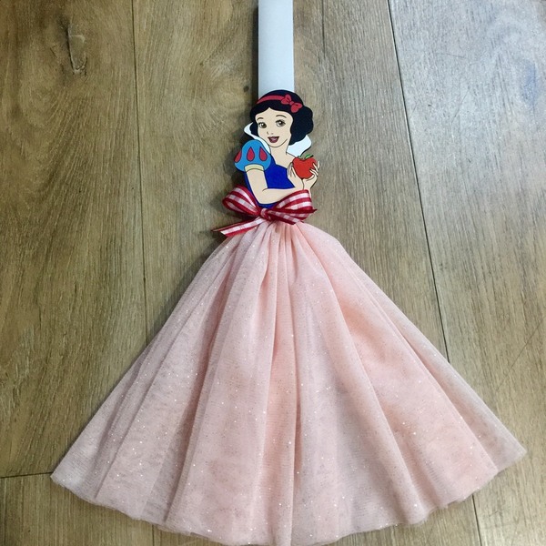 Λαμπάδα με χαρακτήρα παραμυθιού - Χιονάτη- μαγνητάκι με σομών φόρεμα - κορίτσι, λαμπάδες, για παιδιά, πριγκίπισσες - 4