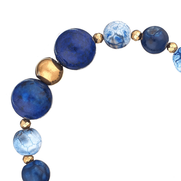 Βραχιόλι με Μπλε Αχάτη και Λάπη Λαζουλί | The Gem Stories Jewelry - ασήμι, ημιπολύτιμες πέτρες, επιχρυσωμένα, χεριού, αυξομειούμενα - 2
