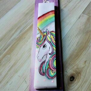 ΛΑΜΠΑΔΑ ΠΛΑΚΕ 25 εκ UNICORN - κορίτσι, λαμπάδες, μονόκερος, για μωρά, προσωποποιημένα - 2