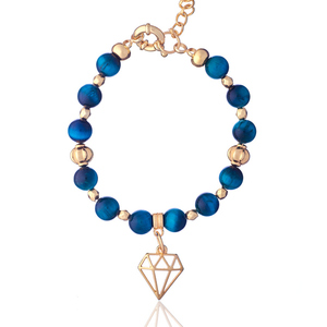 Βραχιόλι Μάτι Τίγρη σε Μπλε Απόχρωση με Στοιχείο Διαμάντι| The Gem Stories Jewelry - ασήμι, ημιπολύτιμες πέτρες, επιχρυσωμένα, χεριού, αυξομειούμενα