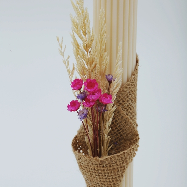 Πασχαλινή Λαμπάδα με Αποξηραμένα Άνθη - λαμπάδες, ζευγάρια, για ενήλικες - 2