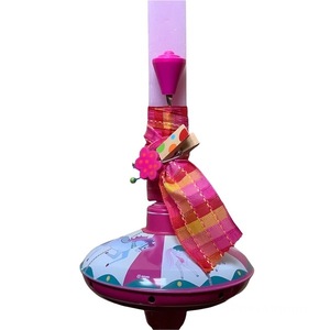 Λαμπάδα ροζ με μεταλλική σβούρα (διάμετρος 14 εκ.). - κορίτσι, λαμπάδες, για παιδιά, παιχνιδολαμπάδες