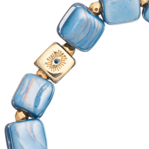 Κεραμικό Βραχιόλι σε Ανοιχτό Μπλε με Στοιχείο Κύβο| The Gem Stories Jewelry - ασήμι, ημιπολύτιμες πέτρες, επιχρυσωμένα, χεριού, αυξομειούμενα - 2