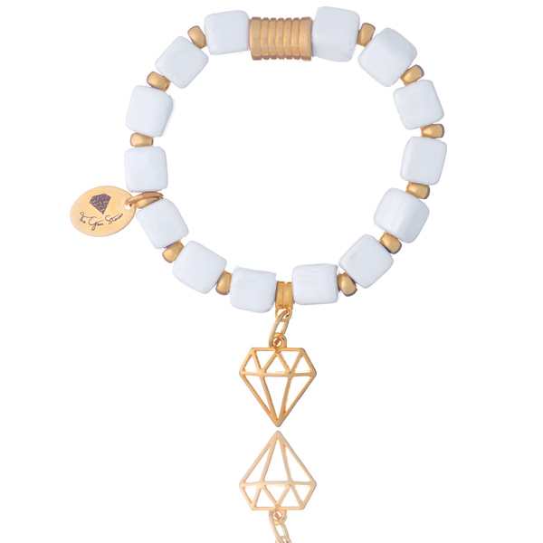 Κεραμικό Βραχιόλι σε Άσπρο Χρώμα| The Gem Stories Jewelry - ασήμι, ημιπολύτιμες πέτρες, επιχρυσωμένα, χεριού, αυξομειούμενα