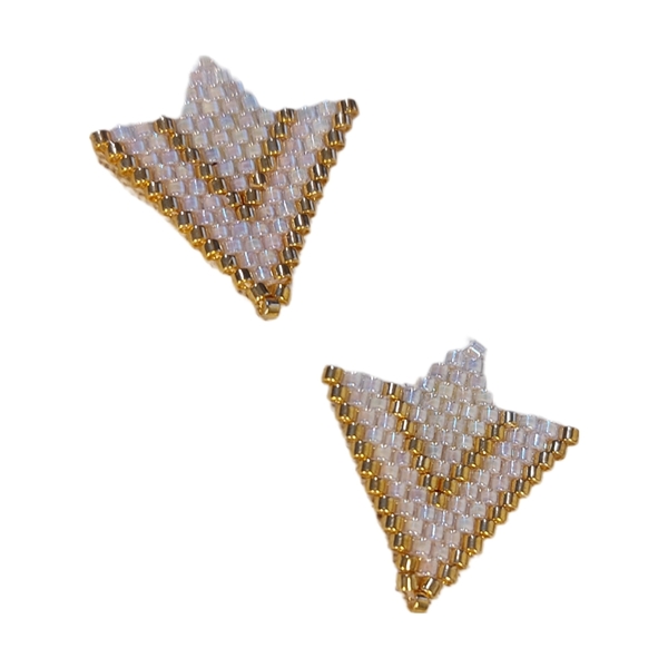 Σκουλαρίκια ρόμβος σε τρίγωνο από χάντρες miyuki. - γυαλί, μικρά