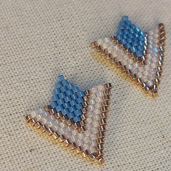 Σκουλαρίκια ρόμβος σε τρίγωνο από χάντρες miyuki. - γυαλί, μικρά - 2