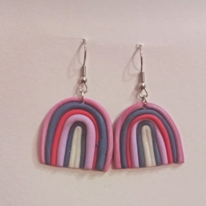 Rainbow earrings - πηλός, μακριά, ατσάλι, μεγάλα, γάντζος - 3
