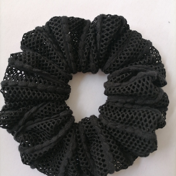 Scrunchie δίχτυ μαύρο - ύφασμα, λαστιχάκια μαλλιών