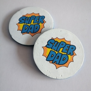 Σουβέρ σετ2τεμ SUPER DAD τσιμεντένια στρογγυλά άσπρο/μπλε9εκΧ0,5εκ - σουβέρ, τσιμέντο, μπαμπάς, γιορτή του πατέρα, είδη σερβιρίσματος - 5