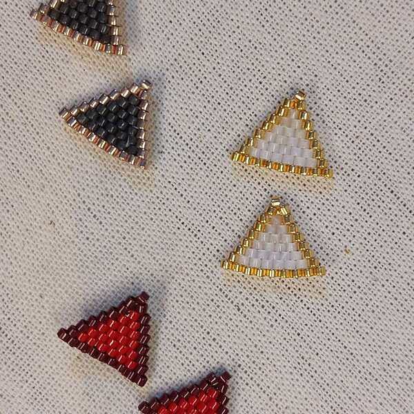 Σκουλαρίκια μικρά ρόμβοι και τρίγωνα από χάντρες miyuki. - γυαλί, χάντρες, μικρά - 5