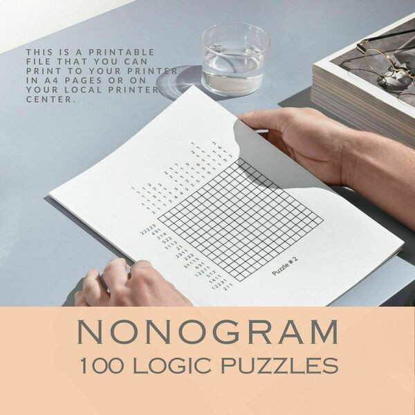 Nonograms Εκτυπώσιμο βιβλίο με μαθηματικούς γρίφους σε Α4 - σχέδια ζωγραφικής, φύλλα εργασίας - 3