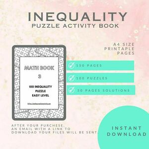 Εκτυπώσιμο μαθηματικό παζλ ανισότητας Inequality σε Α4 - φύλλα εργασίας - 2