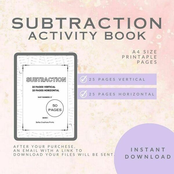 Εκτυπώσιμο βιβλίο αφαίρεσης με πράξεις με αριθμους 1-9 σε Α4 διαστάσεις - φύλλα εργασίας - 2