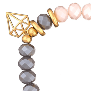 Bραχιόλι με Kρύσταλλα και Διακοσμητικό Στοιχείο Διαμαντιού| The Gem Stories Jewelry - ασήμι, ημιπολύτιμες πέτρες, επιχρυσωμένα, χεριού, αυξομειούμενα - 2