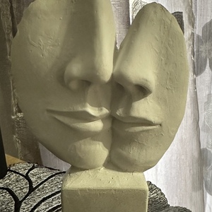 2 Πρόσωπα - Γύψινο αγαλματίδιο με την μορφή 2 προσώπων. (20εκ) - διακοσμητικά, ζευγάρια, γύψος