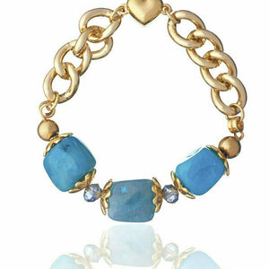 Bραχιόλι από Φωτεινό Γαλάζιο Aχάτη | The Gem Stories Jewelry - ασήμι, ημιπολύτιμες πέτρες, επιχρυσωμένα, χεριού, αυξομειούμενα