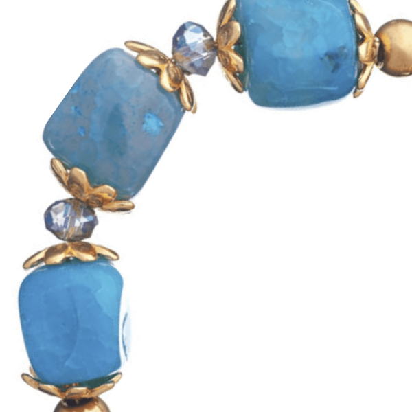 Bραχιόλι από Φωτεινό Γαλάζιο Aχάτη | The Gem Stories Jewelry - ασήμι, ημιπολύτιμες πέτρες, επιχρυσωμένα, χεριού, αυξομειούμενα - 2