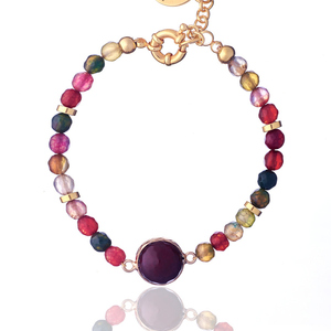 Βραχιόλι Αχάτη σε κόκκινες αποχρώσεις με ημιπολύτιμο στοιχείο | The Gem Stories Jewelry - ασήμι, ημιπολύτιμες πέτρες, επιχρυσωμένα, χεριού, αυξομειούμενα