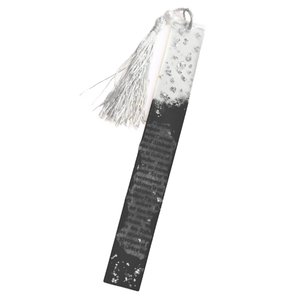 Σελιδοδείκτης 19εκ. από υγρό γυαλί σε μαύρο-διάφανο χρώμα με πέρλα - γυαλί, σελιδοδείκτες, πέρλες, πρακτικό δωρο