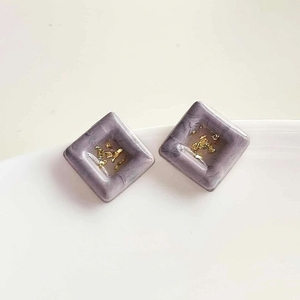 "Marble square" μικρά καρφωτά σκουλαρίκια από υγρό γυαλί - γυαλί, καρφωτά, μικρά, ατσάλι - 2