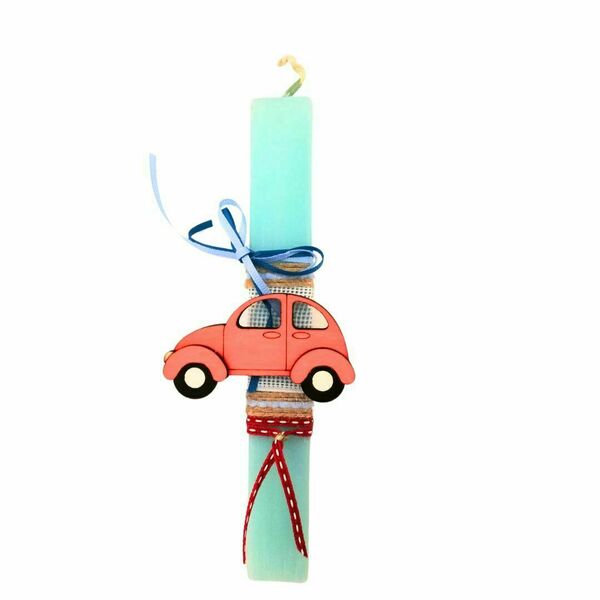 Αυτοκίνητο Λαμπάδα - 3D Ξύλινη Φιγούρα-Κρεμαστό ή Μαγνητάκι-Χειροποίητη - 20εκ. σε Βεραμάν με άρωμα Αγιόκλημα - λαμπάδες, αυτοκινητάκια, για παιδιά, για μωρά