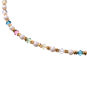 Κολιέ με Μαργαριτάρια και Χρωματιστά Κρύσταλλα | The Gem Stories Jewelry - ημιπολύτιμες πέτρες, μαργαριτάρι, επιχρυσωμένα, κοντά, ατσάλι - 2