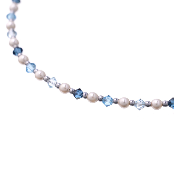 Κολιέ με Μαργαριτάρια και Κρύσταλλα σε Μπλε Αποχρώσεις | The Gem Stories Jewelry - ημιπολύτιμες πέτρες, μαργαριτάρι, κοντά, ατσάλι, επιπλατινωμένα - 2
