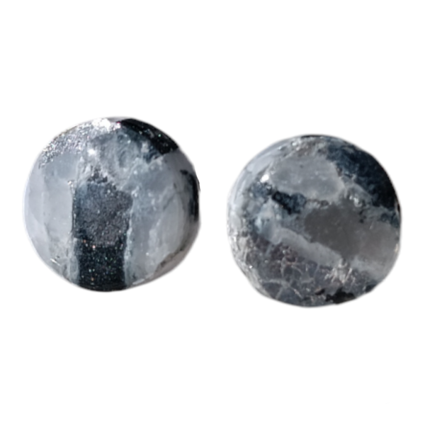 Σκουλαρίκια Marble Black & White silver στρογγυλά μικρά - πηλός, μικρά