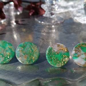 Σκουλαρίκια Κύκλοι Emerald Marble μεγάλα 2 - μοντέρνο, πηλός, καθημερινό, καρφωτά - 2