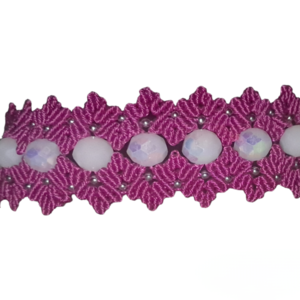 Macrame bracelet flower - κορδόνια, χάντρες, ζευγάρια, αυξομειούμενα, φαρδιά