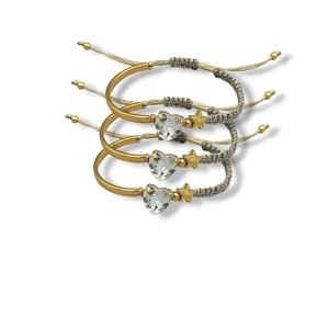 Βραχιόλι "Crystal Handcuff Bracelet" - στρας, ορείχαλκος, καρδιά, χεριού, αυξομειούμενα
