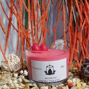 Φράουλα. Από λευκό κερί σόγιας (6cm × 8cm × 8cm 130ml) - αρωματικά κεριά, αρωματικό χώρου, vegan friendly, soy candle, soy wax