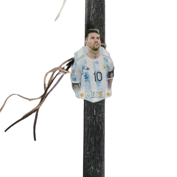 Λαμπάδα αρωματική γκρι πλακέ ξυστη με τον Messi - αγόρι, λαμπάδες, για παιδιά, για εφήβους, σπορ και ομάδες