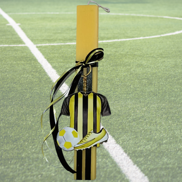 Πασχαλινή λαμπάδα ποδοσφαίρου κίτρινη - αγόρι, λαμπάδες, για παιδιά, για εφήβους, σπορ και ομάδες - 5
