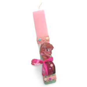 Ροζ Λαμπάδα 25cm Frozen Άννα - κορίτσι, λαμπάδες, για παιδιά, ήρωες κινουμένων σχεδίων, για μωρά